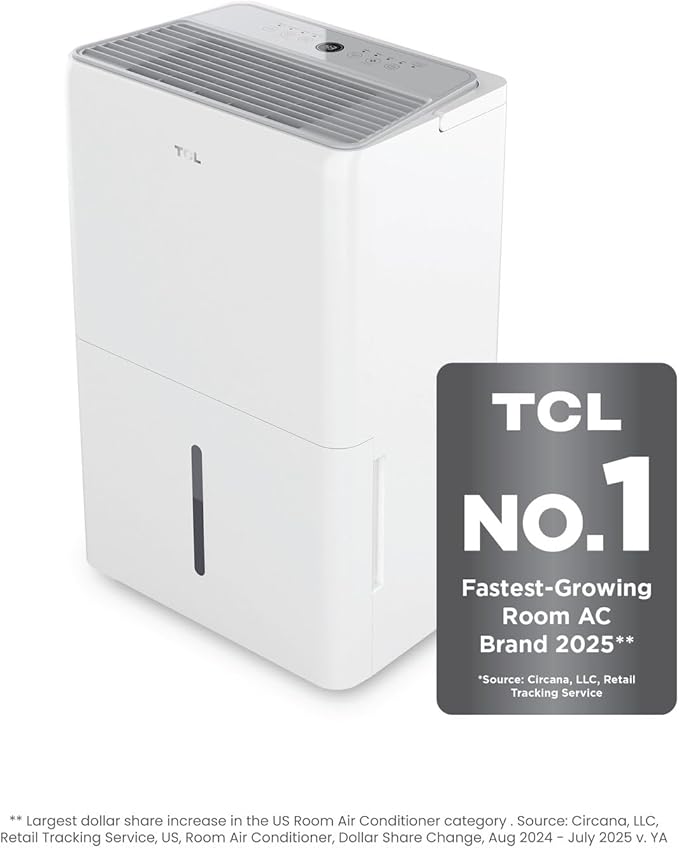 TCL 4, 500 Sq. Ft. Smart Dehumidifier, Energy Star, 50 Pints Per Day, Moisture - Image 10