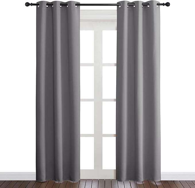 NICETOWN Gray Curtain Blackout Drape Panel, Single Panel, 34 x 84 inch by NICETOWN