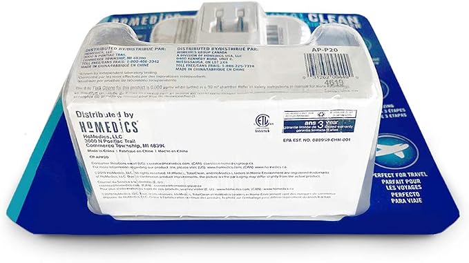 Homedics TotalClean Personal UV-C Plug-In Air Sanitizer – Small Air Purifier - Image 8