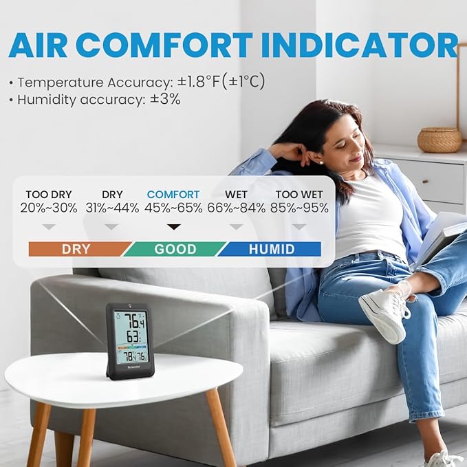Newentor Indoor Outdoor Thermometer Wireless, Weather Stations Wireless Indoor - Image 6