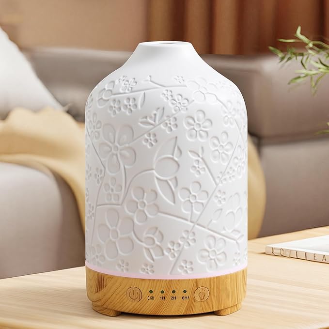 Aromatherapy Essential Oil Diffuser 150ml Ceramic Ultrasonic Aroma Oil Diffuser by EQUSUPRO