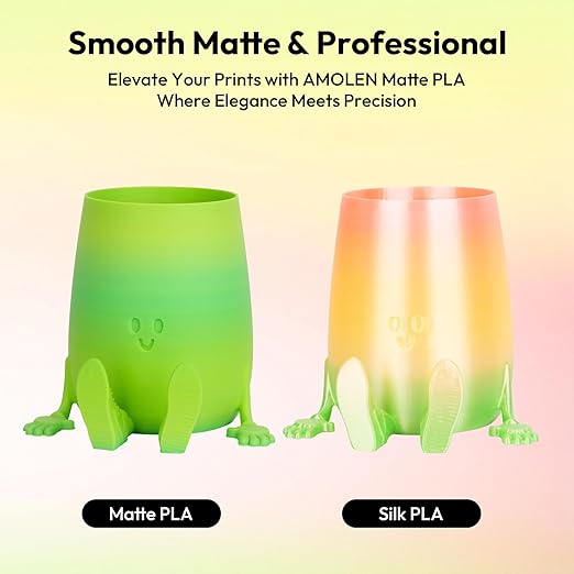 AMOLEN Matte PLA Filament 1.75mm, Bicolor Rainbow Bundle PLA, Smooth Finish - Image 5