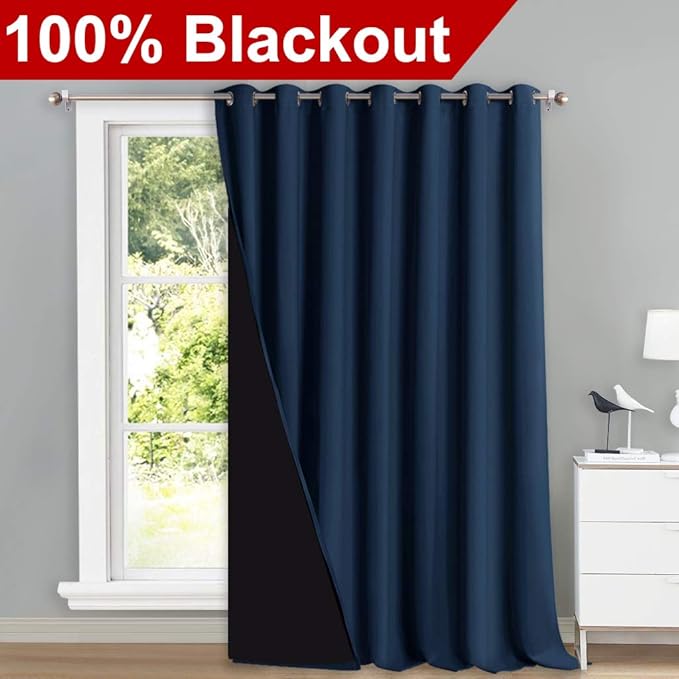 NICETOWN Sound Reducing Room Divider Curtains, 100% Blackout Patio Curtain - Image 2
