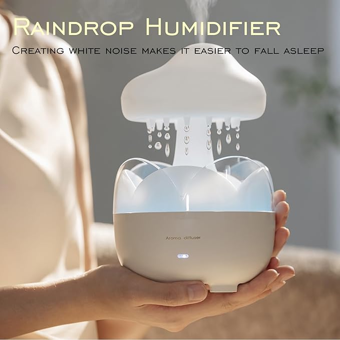 Raindrop Portable Humidifier, Cloud Essential Oil Diffuser, 230ml Capacity - Image 2