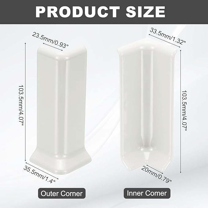 uxcell Self Adhesive Baseboard Corner Blocks, 2.2 Inch Wall Edge Corner - Image 2