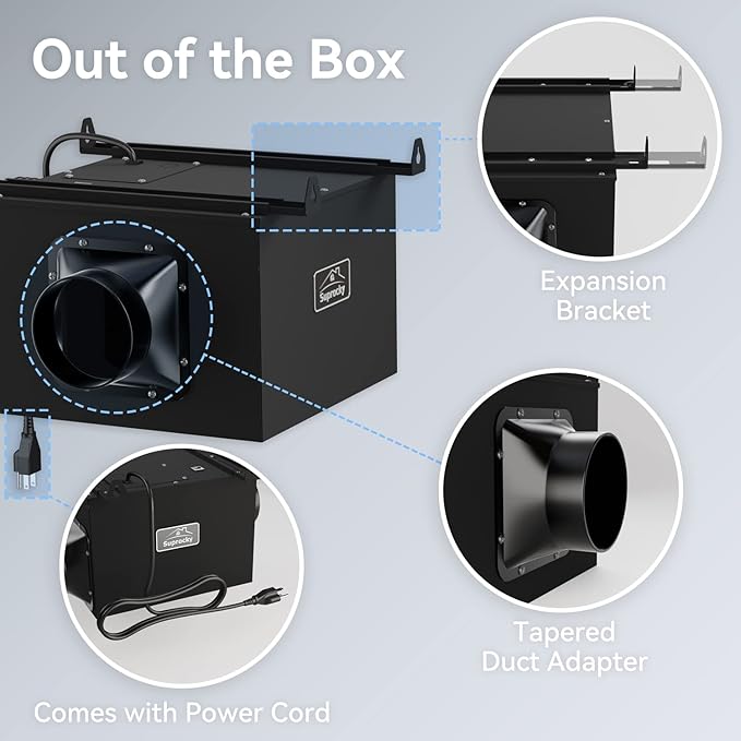 300CFM Ultra Quiet Bathroom Exhaust Fan, Remote Mount In Line Fan VF240 - Image 4