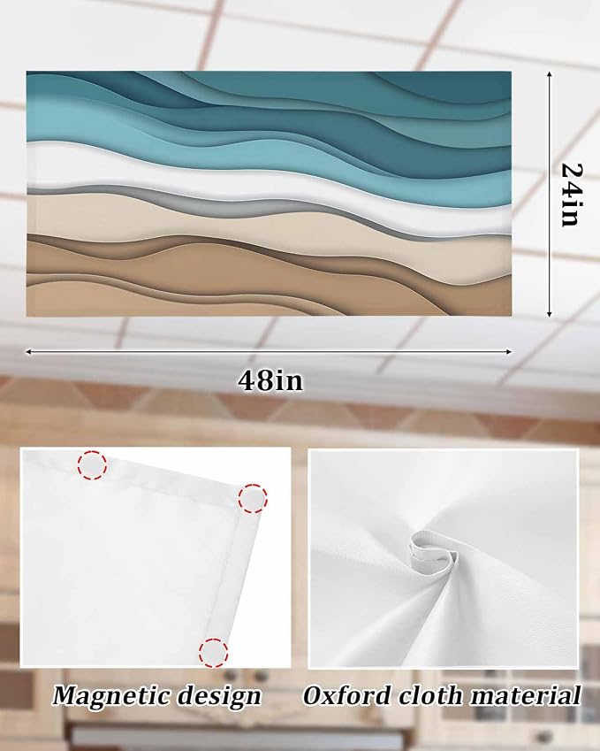 4 Pack Turquoise Ombre Fluorescent Light Covers Teal Turquoise Brown Gradient - Image 6