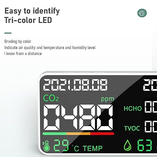 7-in-1 Indoor Air Quality Monitor, Desktop CO2/TVOC/HCHO Detector - Image 9