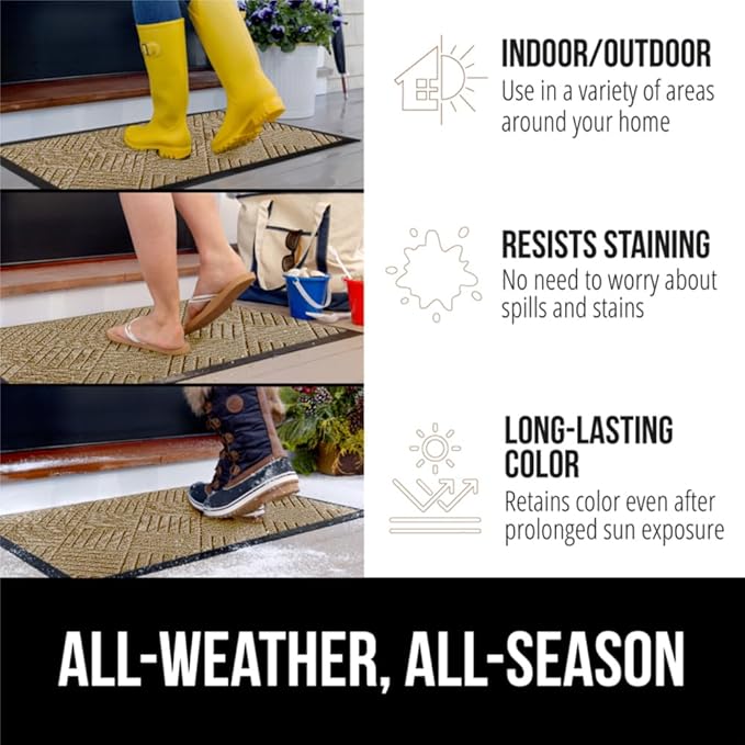 GORILLA GRIP 100% Waterproof All-Season WeatherMax Doormat US Designed Natural - Image 3