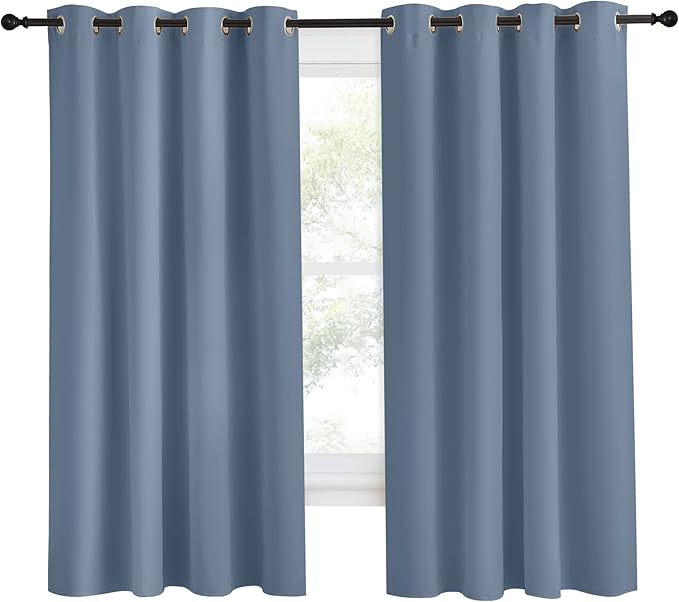 NICETOWN Blackout Curtain Panel, W55 x L68, Stone Blue Color, Light Blocking - Image 2