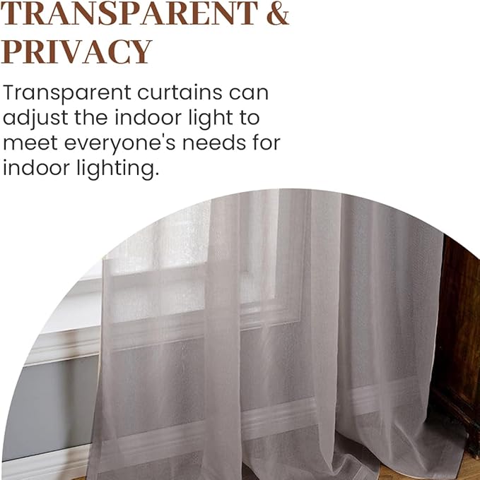 Dreaming Casa Grey Sheer Curtains 102 Inches Long, Rod Pocket & Back Tab Light - Image 4