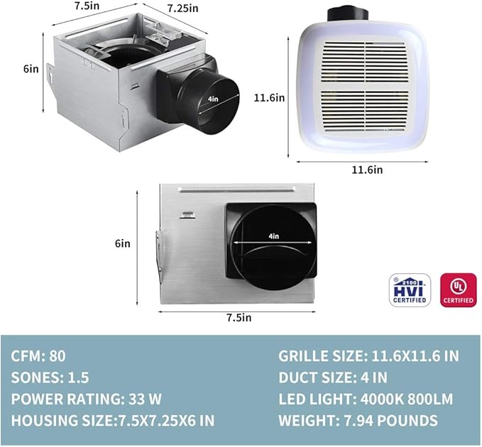 Tech Drive Very-Quiet 80 CFM, 1.5 Sone No Attic access Needed Installation - Image 4