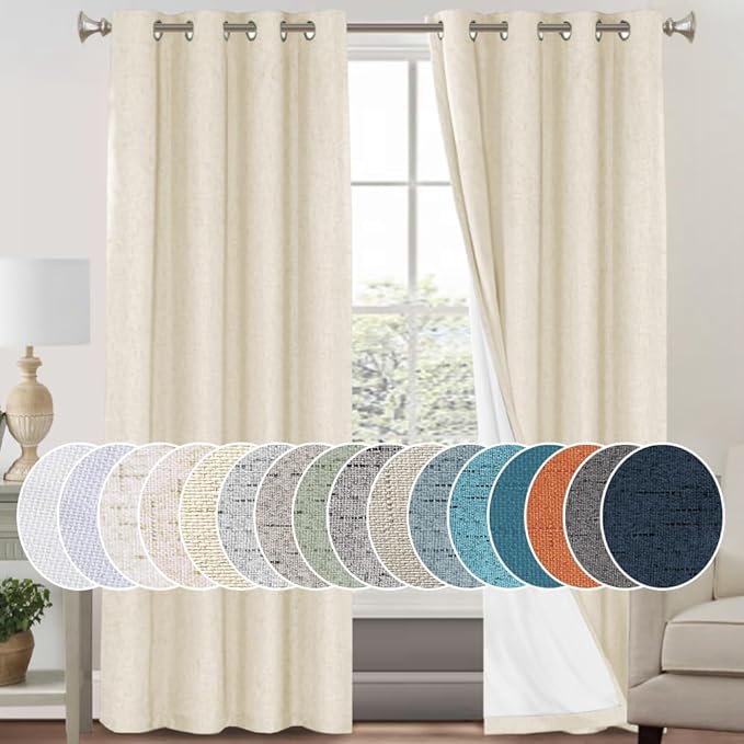 PrinceDeco 100% Blackout Linen Curtains by PrinceDeco