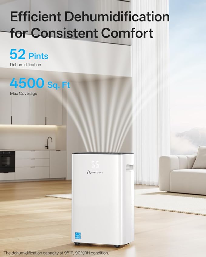 Dehumidifier for Basement, 52 Pints Dehumidifiers for Bedroom Bathroom Large - Image 2