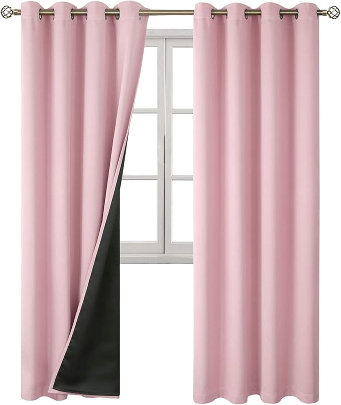 BGment Baby Pink 100% Blackout Curtains - Image 8