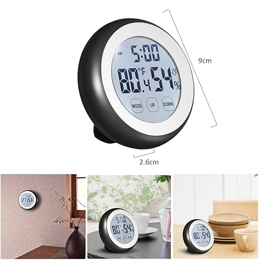 Digital Thermometer Hygrometer Clock, Temperature Humidity Monitor Alarm Clock - Image 2