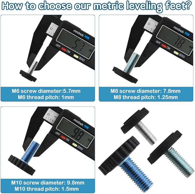 TOVOT 24PCS M8×1.25mm Furniture Leveling Feet Table Feet Screw on Adjustable - Image 3