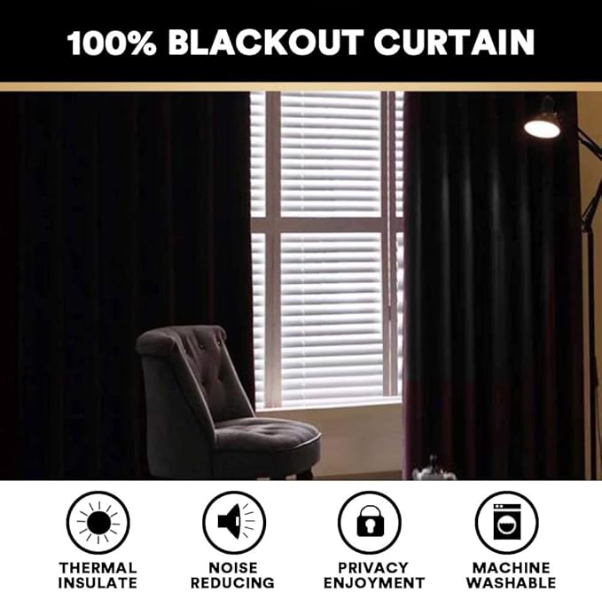 PrinceDeco 100% Blackout Curtains Linen Drapes 108 Inches Long Room Divider - Image 5