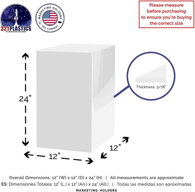 Marketing Holders Acrylic Display Riser Box White Acrylic Pillar 12" x 12” x - Image 6
