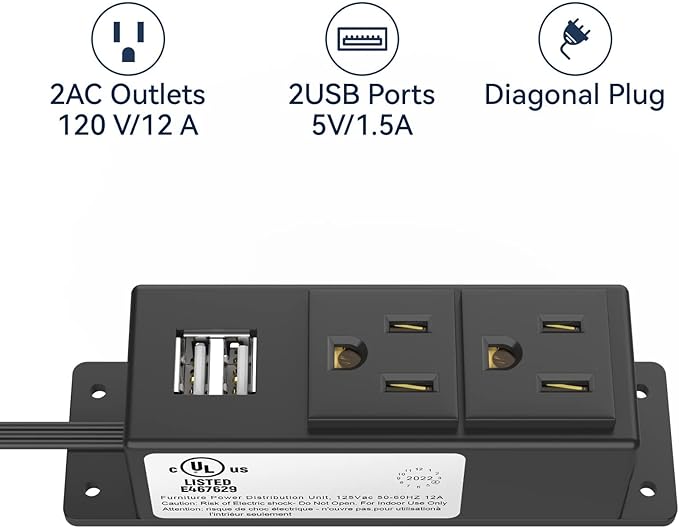2Pack Electrical Power Outlet Kit, Hidden Outlet Cabinet Accessories - Image 6