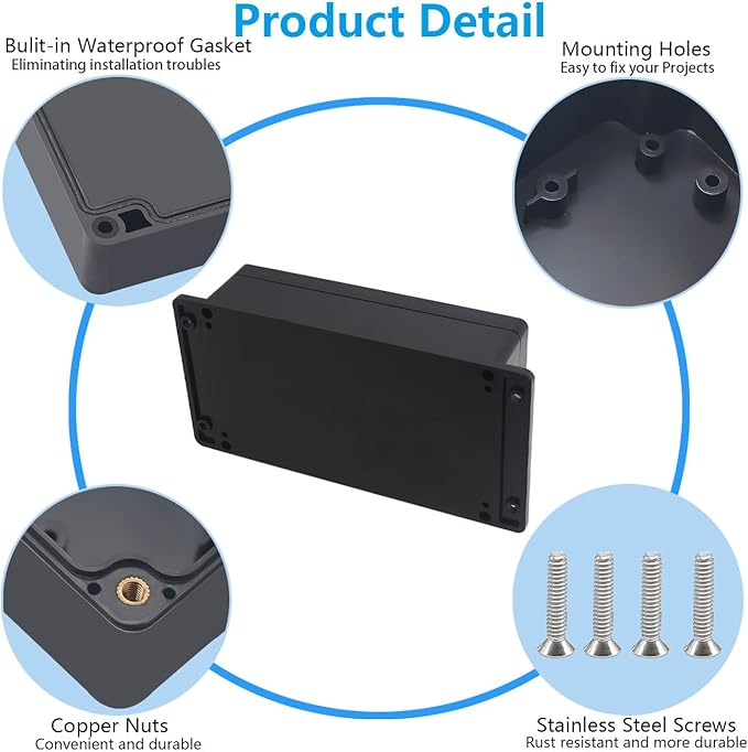 Outdoor Waterproof Junction Box IP67 Project Box ABS Black Electrical Boxes - Image 6