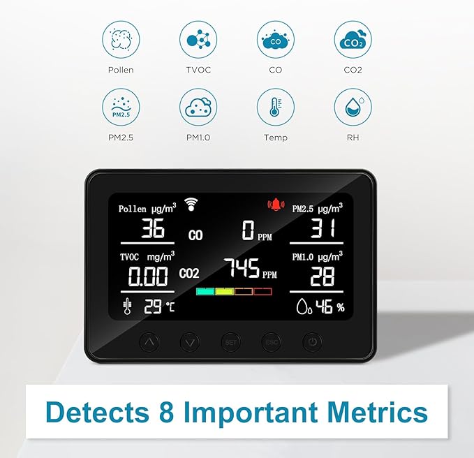 CF-30 Smart WiFi Air Quality Monitor, 15-in-1 Indoor IAQ Monitor - Image 2