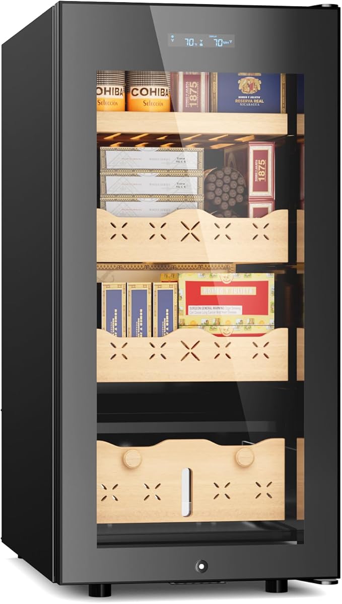 85L Electric Cigar Humidor Cabinet-700 Counts Large Capacity-Intelligent by Mirfee