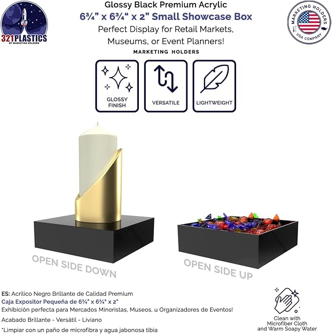 2 Pack Acrylic Display Box Countertop Showcase Bin No Lid 6.75" x 6.75" x 2 - Image 3