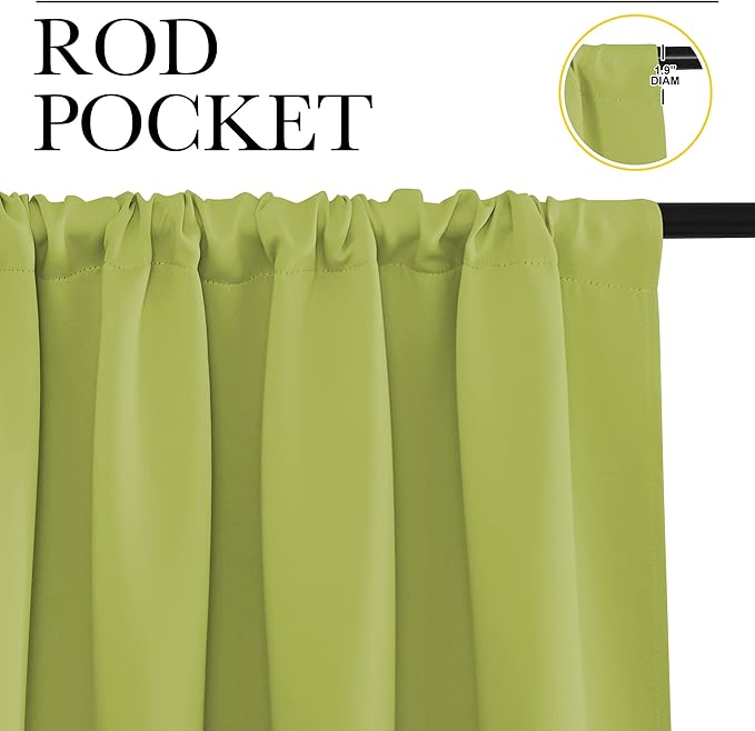 NICETOWN Blackout Curtains for Bedroom, Fresh Green, 1 Pair, 62 by 63-inch - Image 2