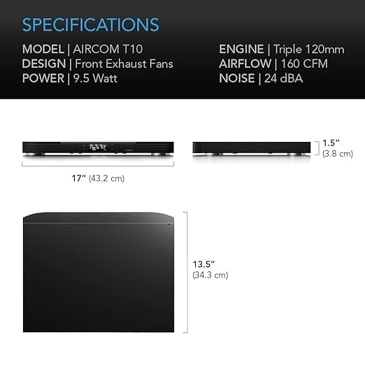 AC Infinity AIRCOM T10, Quiet Cooling Blower Fan System 17" Front-Exhaust - Image 6