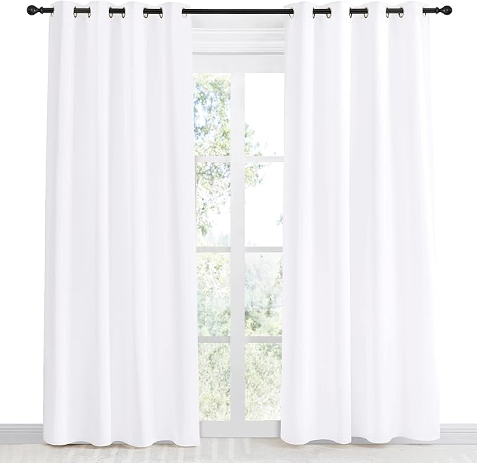 NICETOWN Room Darkening Window Treatment Curtain, Pure White, Single Panel - Image 2