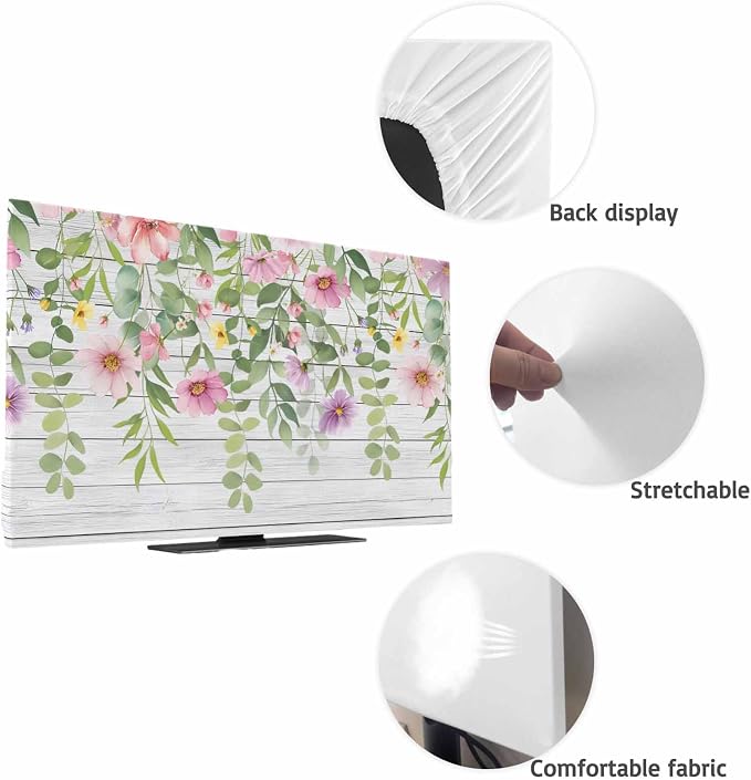 Farm Spring Pink Flowers Indoor TV Cover, Elastic TV Screen Protector Country - Image 7