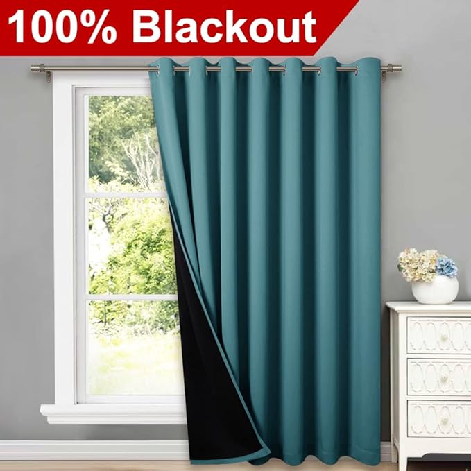NICETOWN Peacock Teal Full Shading Closet Curtains, Privacy Room Divider - Image 2
