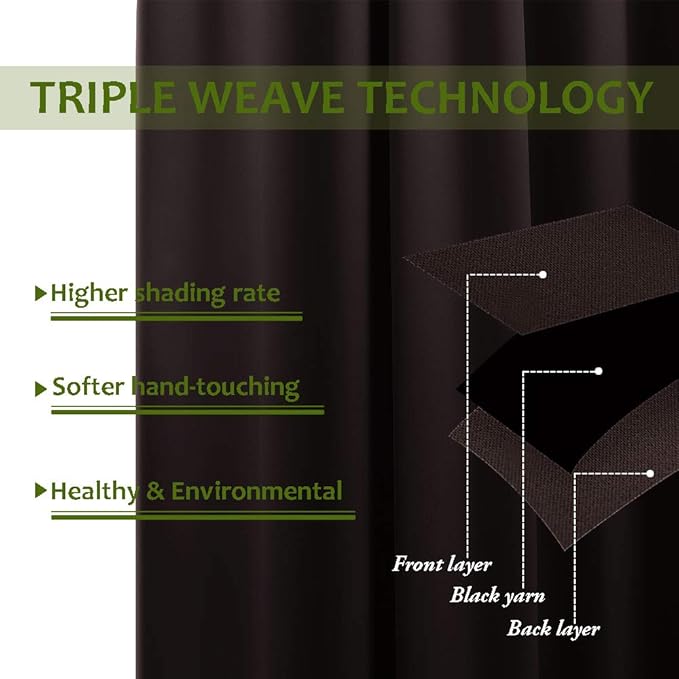 NICETOWN Thermal Insulated Blackout Curtain and Drapery Triple Weave Soundproof - Image 3