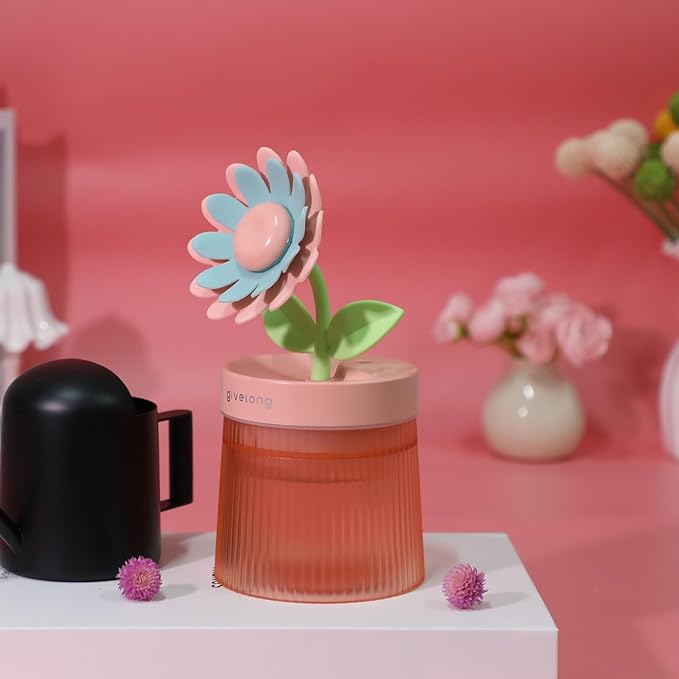 Sunflower Small Humidifier for Plant, Cool Mist Mini Humidifiers for Bedroom by Riecin