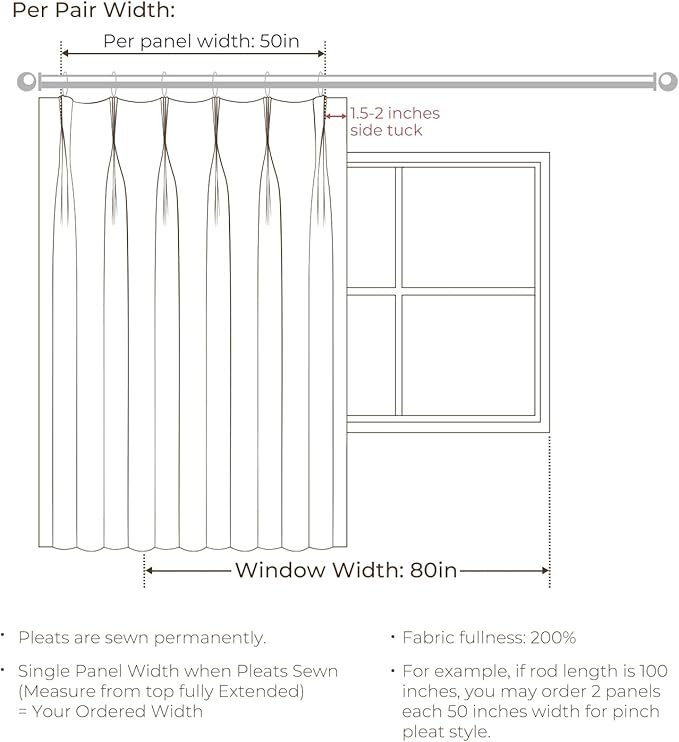 TWOPAGES Luxury Velvet Curtain Pinch Pleated Black Curtain 108 inch Long - Image 8