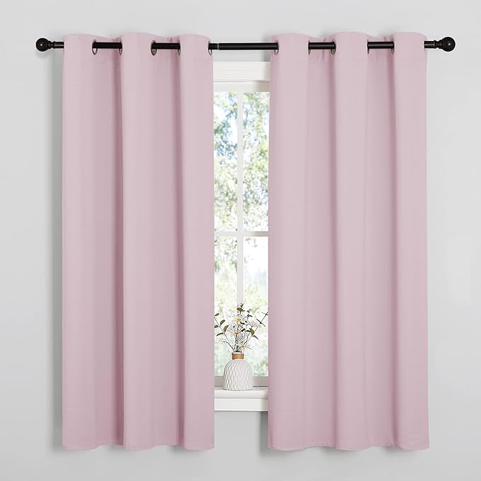 NICETOWN Baby Pink Blackout Curtains 48 inches Length by NICETOWN
