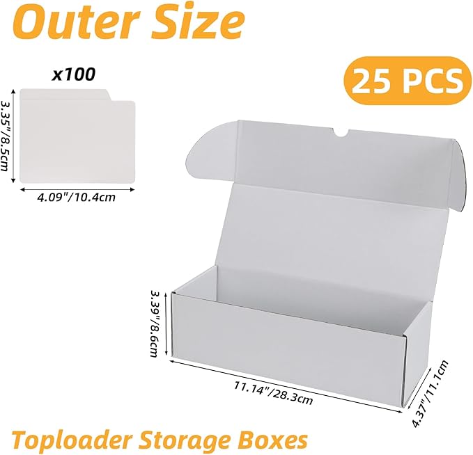 Bulk 300 Capacity Card Toploaders Storage Box, in Total 25 Pack All White - Image 3