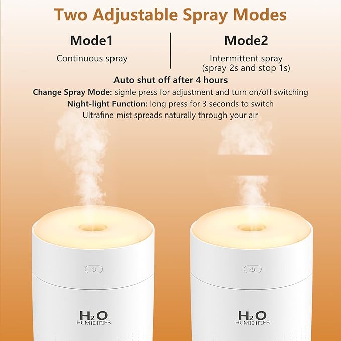 Portable Mini Humidifier, Auto Shut-Off, 2 Mist Modes, Small Humidifiers - Image 4