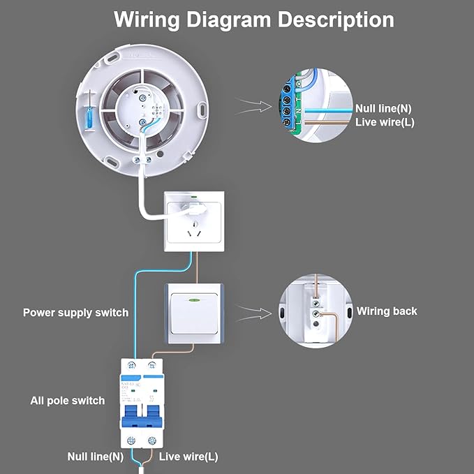 Bathroom Exhaust Fan, 6 inch Silent Ceiling and Wall Mount Ventilation Fan - Image 5