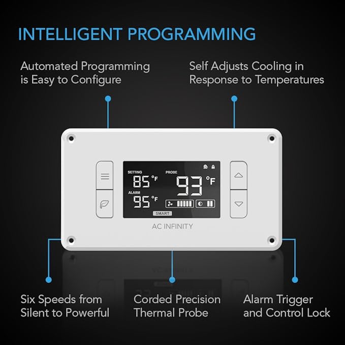 AC Infinity AIRPLATE T8 White, Quiet Cooling Dual-Fan System 6" - Image 3