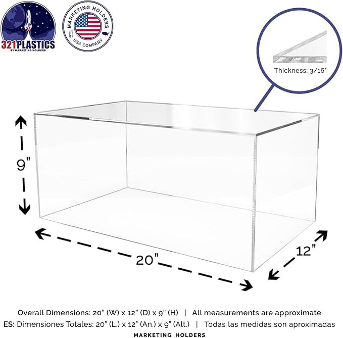 20" x 12" x 9" Acrylic Display Riser Box - Image 6