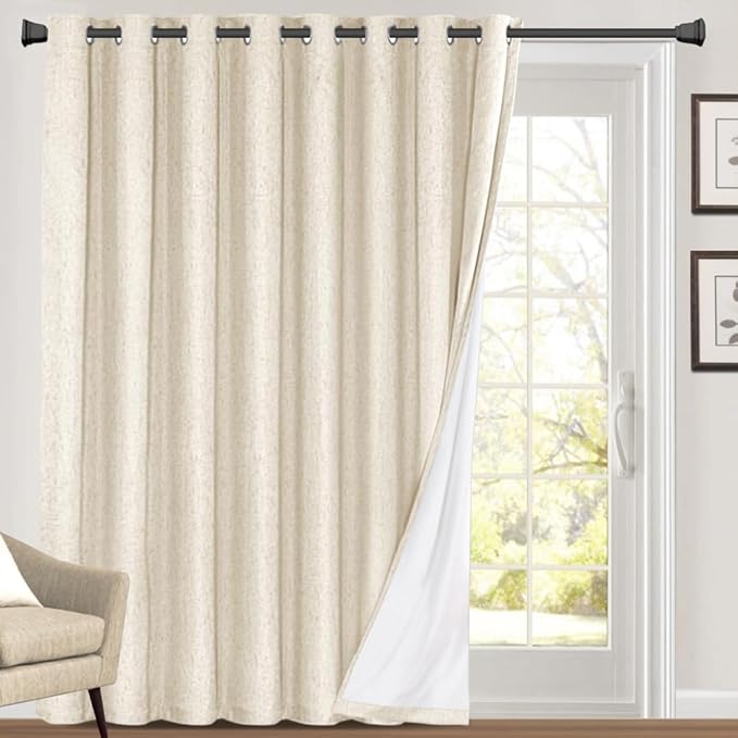 PrinceDeco 100% Blackout Curtains Linen Blackout Curtains 108 Inches Long Room by PrinceDeco