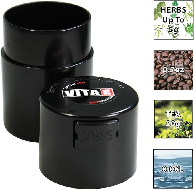 Vitavac - 5g to 20 grams Vacuum Sealed Container - Black - Image 2