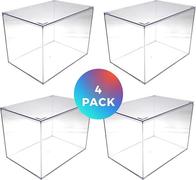 4 Clear Acrylic Boxes with Lid, 12.5"L x 8.5"W x 8.5"H, Made in USA, Diorama - Image 2