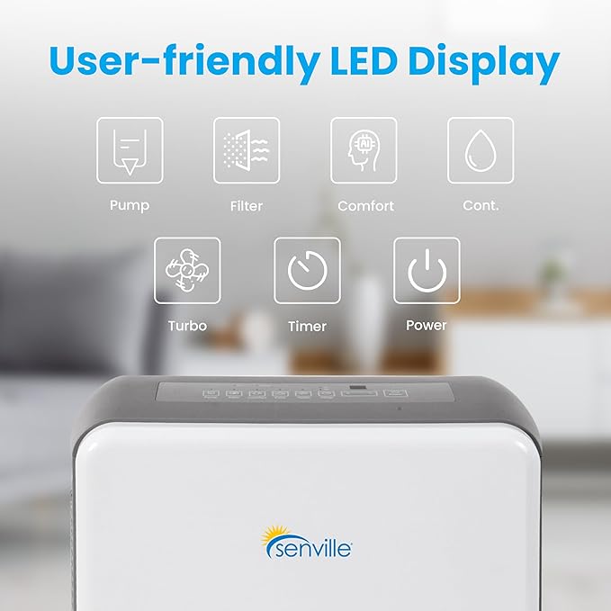 Senville 20 Pint Dehumidifier, Energy Star Certified, Washable Filter, Living - Image 3