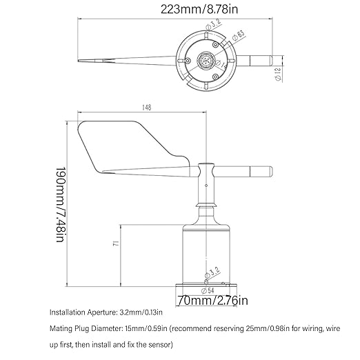 360 Degree Wind Direction Sensor, Wind Direction Transmitter, High Accuracy Vane - Image 7