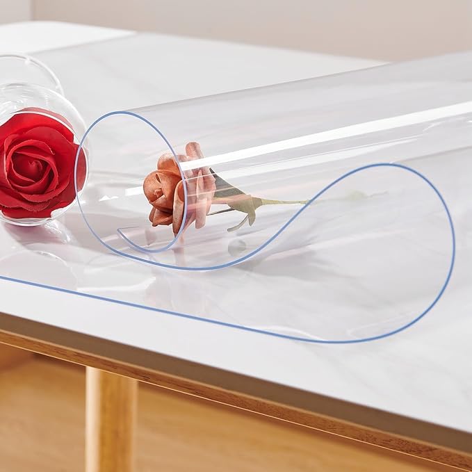 NECAUX Custom 23.6 x 39.4 Inch Clear Table Cover Protector, 1.5mm Thick Plastic by NECAUX