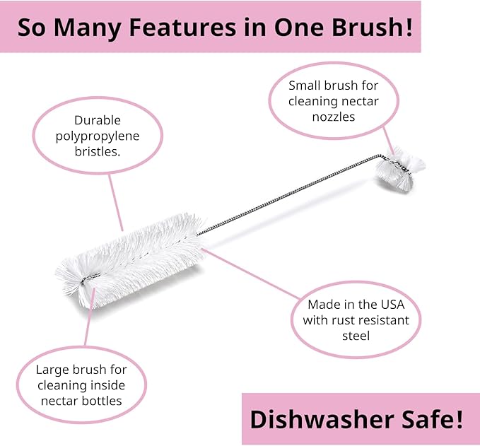 Hummingbird Feeder Cleaning Brush, Diswasher Safe Bristle, Removes Residue on - Image 4