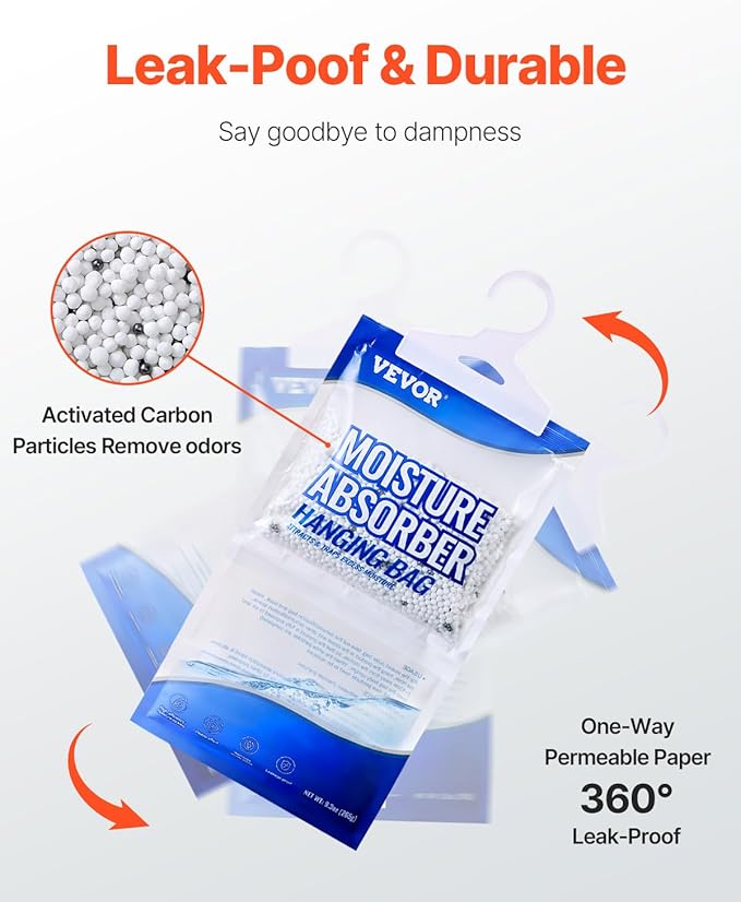 VEVOR Hanging Moisture Absorber, 9.3 oz Hanging Closet Dehumidifier Bags - Image 4